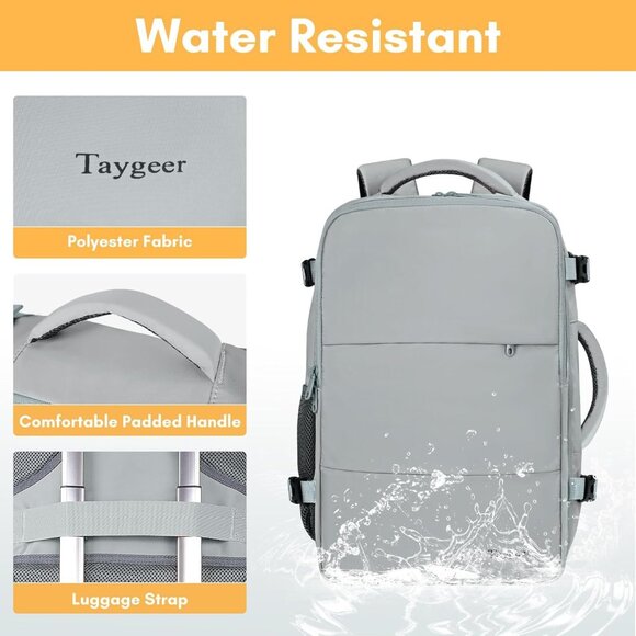 Taygeer Women's Elephant-Gray Travel Backpack Carry On 15.6inch Laptop Backpack - Picture 7 of 9